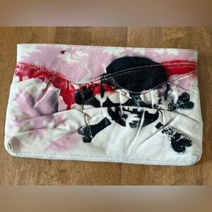 Velcro Mustache Signed White & Pink Clutch